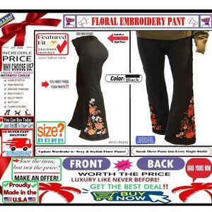 🛑 BULLY Fold Over FLORAL ➕🆒 LEGGING PANT High Waist Embroidery 💸BUY NOW‼️🟢